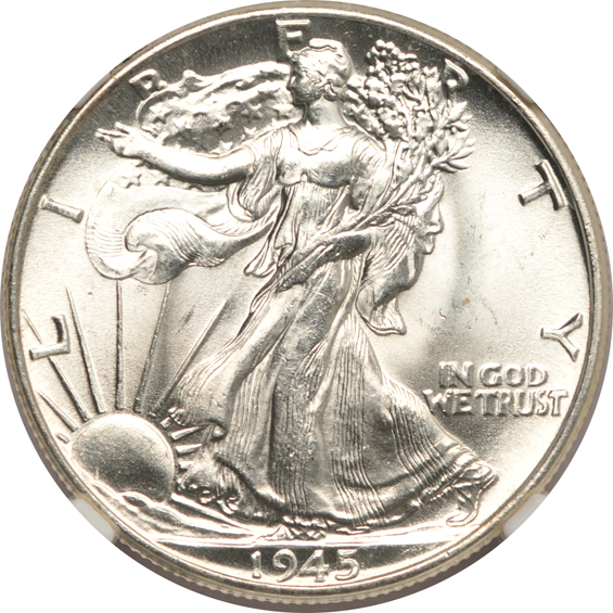 1935 MS-65, 1941-D MS-65+, and a 1945 MS-65, all NGC CAC