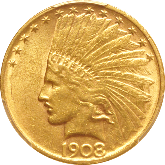 1907 Indian No Motto, and a 1908-D No Motto, both PCGS AU-58