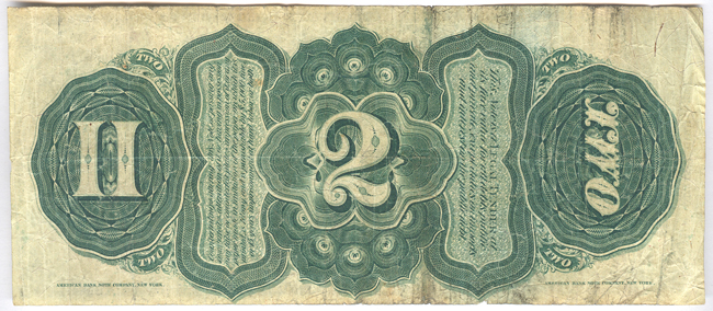 1869 $2 Fr# 42 - VF