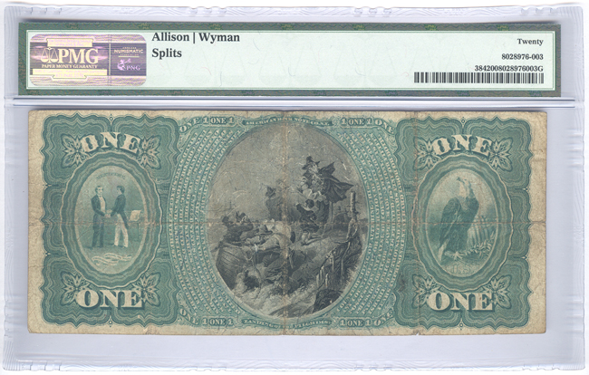 1875 $1 - Covington, KY Charter #1847 - PMG VF-20/splits
