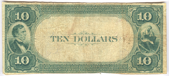 1882 $10 Value Back - Cobden, IL Charter #5630 - F