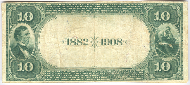 1882 $10 Date Back - Chatsworth, IL Charter #5519 - VF