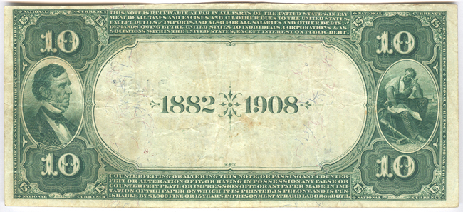 1882 $10 Date Back - Maysville, KY Charter #2467 - VF