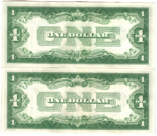 Sequential pair of 1928-C $1 - XF