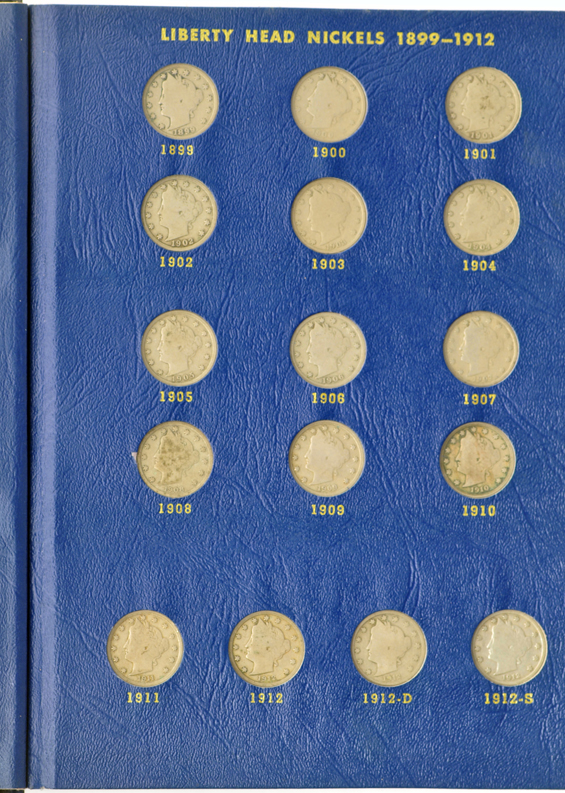 Three-legged Buffalo nickel, plus a complete collection of Liberty nickels, and nearly complete collection of Buffalo nickels