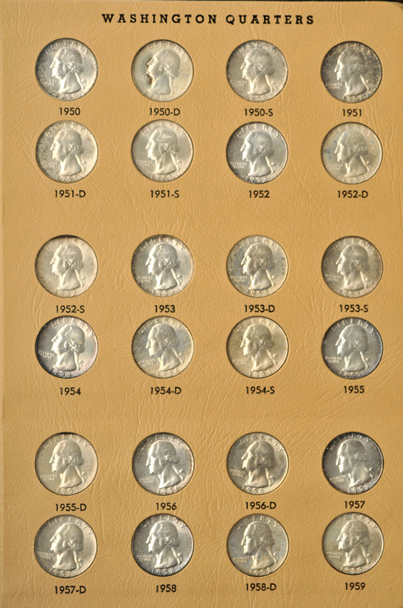 Complete collections of Washington and Statehood quarters, including proof-only issues, through 2003