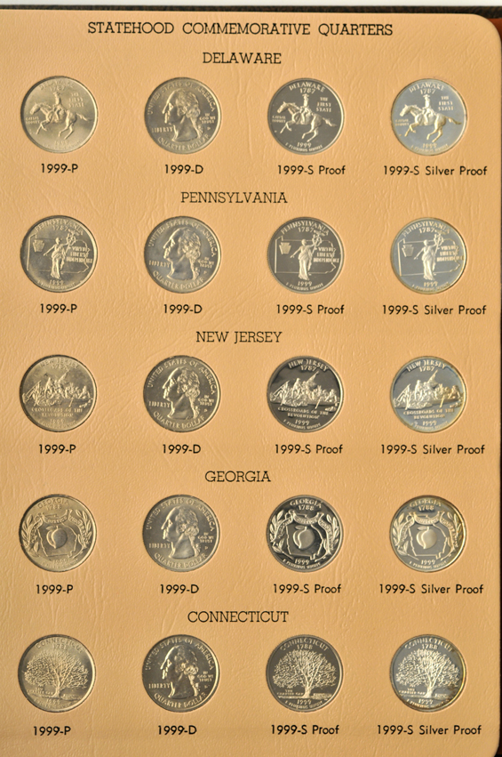 Complete collections of Washington and Statehood quarters, including proof-only issues, through 2003