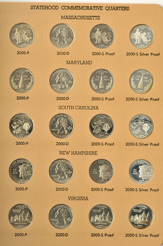 Complete collections of Washington and Statehood quarters, including proof-only issues, through 2003