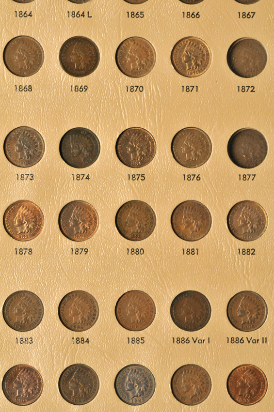 Nearly complete collection of Flying Eagle and Indian Head cents in a Dansco 7101 album