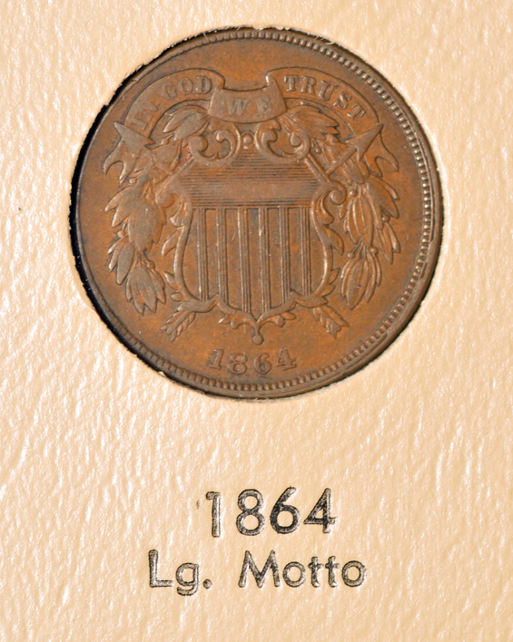 Collection of two-cent pieces, three-cent nickels, and Shield nickels in two Dansco albums