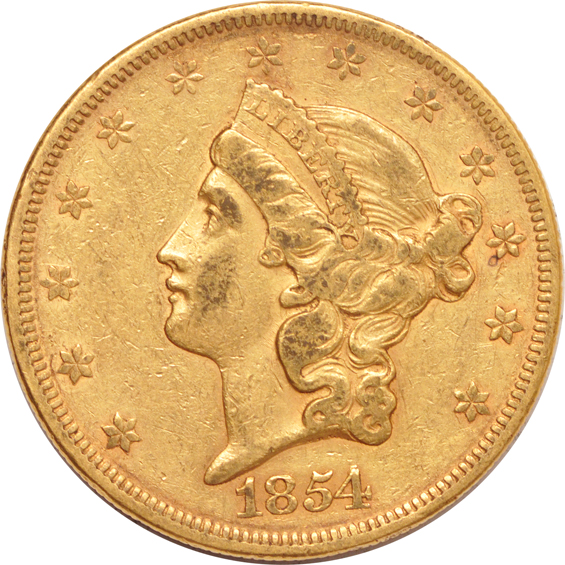 1854 Small Date XF, and an 1873 AU