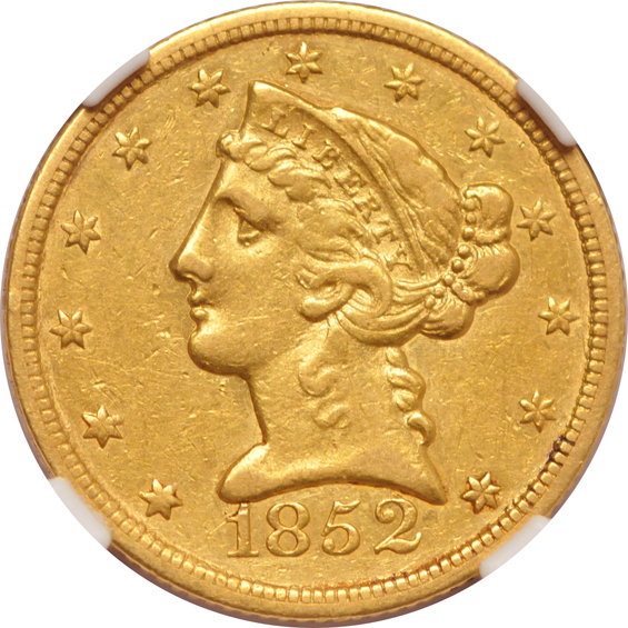 1840-O, 1849-C, and an 1852-C, all NGC XF detail, as described