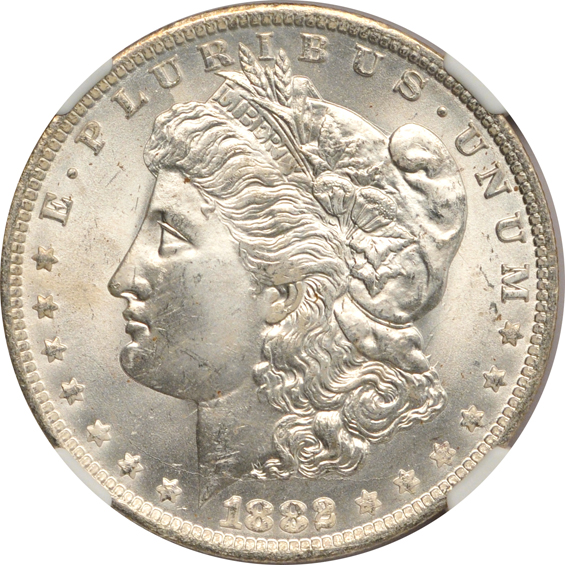Six 1882-O, three MS-63, three MS-64, all NGC CAC