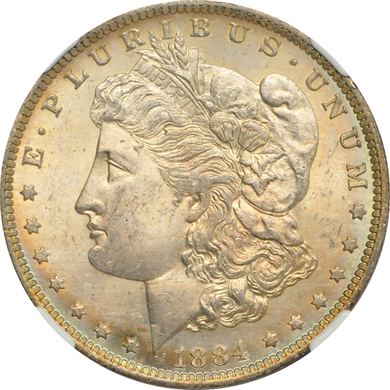 Six Morgan silver dollars certified MS-64 by NGC