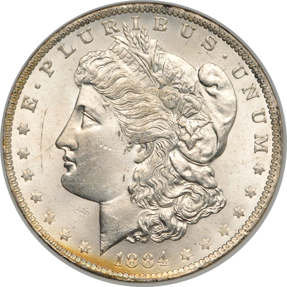 Six Morgan silver dollars certified MS-64 by NGC