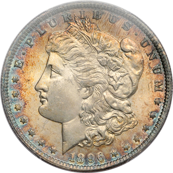 Eleven Morgan silver dollars, plus a Peace silver dollar, all PCGS MS-64