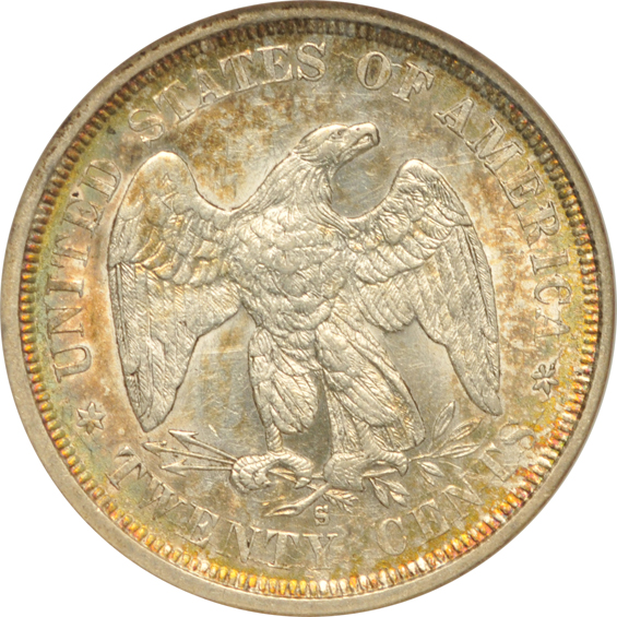 1875-S NGC MS-60 (aqua no line) CAC