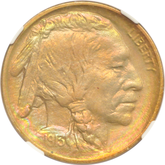 Four Uncirculated Buffalo nickels certified by NGC, all CAC