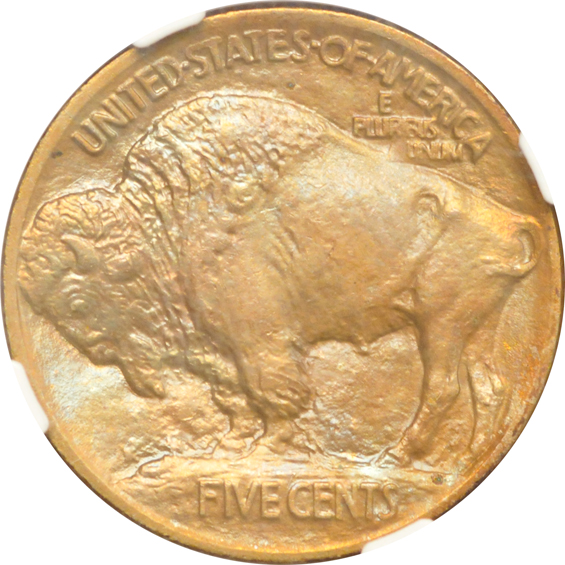 Four Uncirculated Buffalo nickels certified by NGC, all CAC