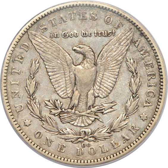 1882-CC MS-63, 1892-CC XF-45, and a 1904-O MS-65, all PCGS