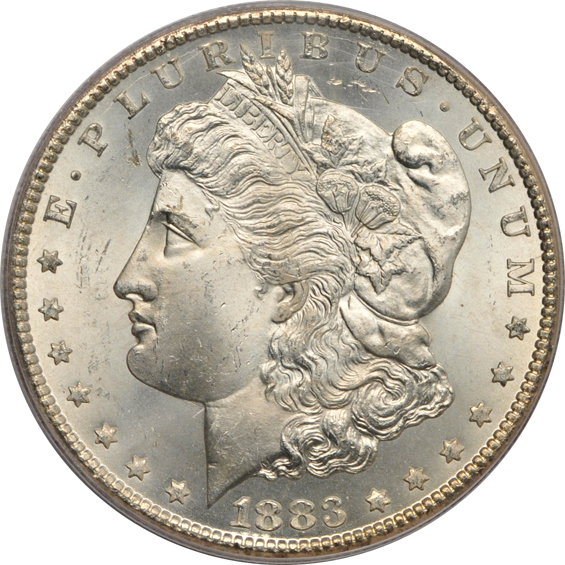 1882-CC MS-65, 1883-CC MS-65, 1884-CC MS-65, and an 1885-CC MS-64, all PCGS