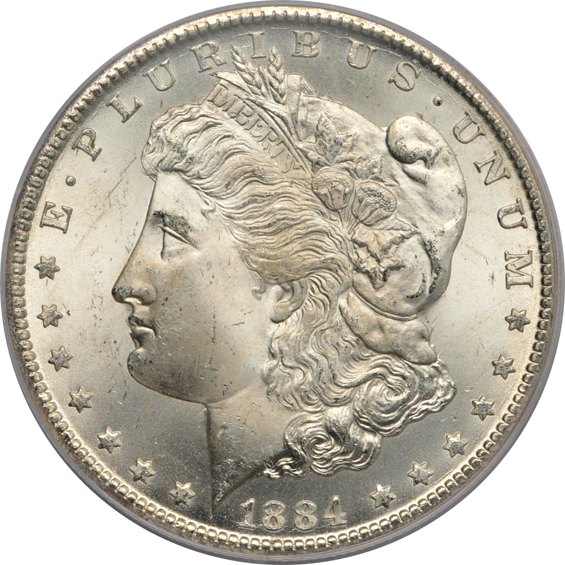 1882-CC MS-65, 1883-CC MS-65, 1884-CC MS-65, and an 1885-CC MS-64, all PCGS