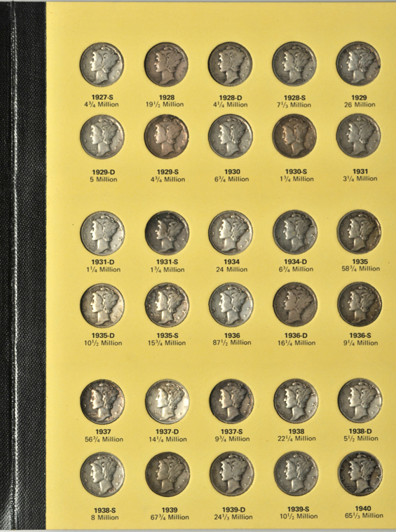 Two nearly complete collections of Mercury dimes, including a 1916-D ANACS AG-3