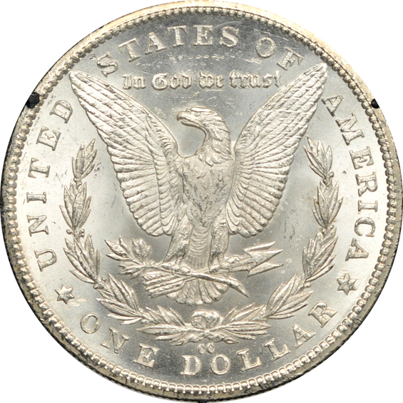 1883-O GSA MS-62, 1884-CC GSA MS-63, and an 1885-CC GSA MS-63, all NGC