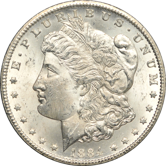 1883-O GSA MS-62, 1884-CC GSA MS-63, and an 1885-CC GSA MS-63, all NGC