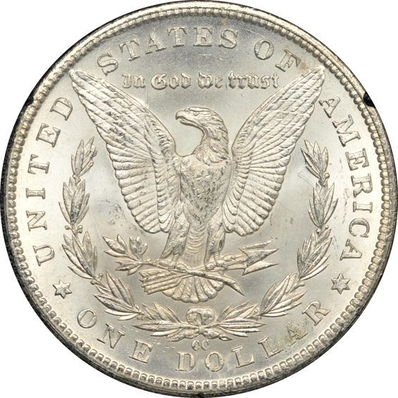 1883-O GSA MS-62, 1884-CC GSA MS-63, and an 1885-CC GSA MS-63, all NGC