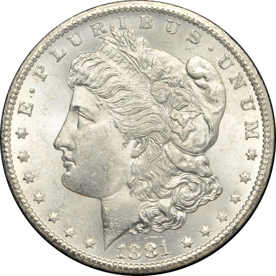 Six GSA Carson City Morgan silver dollars, 1800-CC through 1885-CC