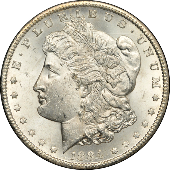 Six GSA Carson City Morgan silver dollars, 1800-CC through 1885-CC