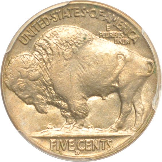 Seven Buffalo nickels certified by PCGS
