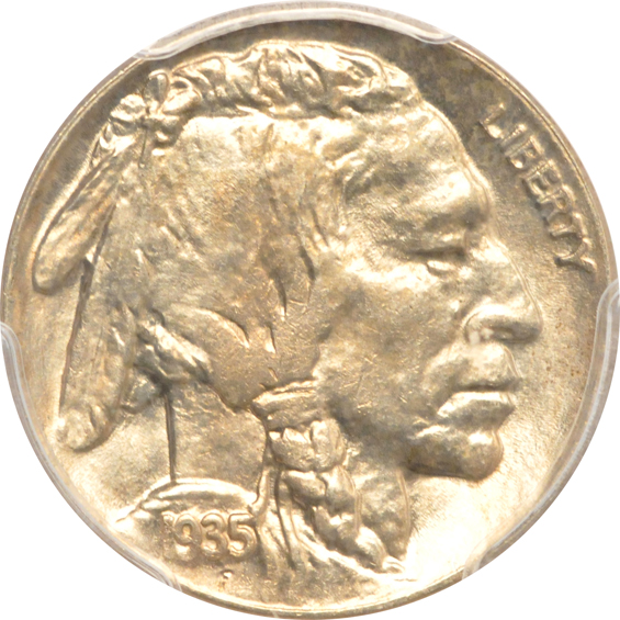 Seven Buffalo nickels certified by PCGS