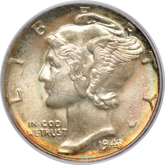1926-D Standing Liberty quarter PCGS MS-63, plus eight certified dimes