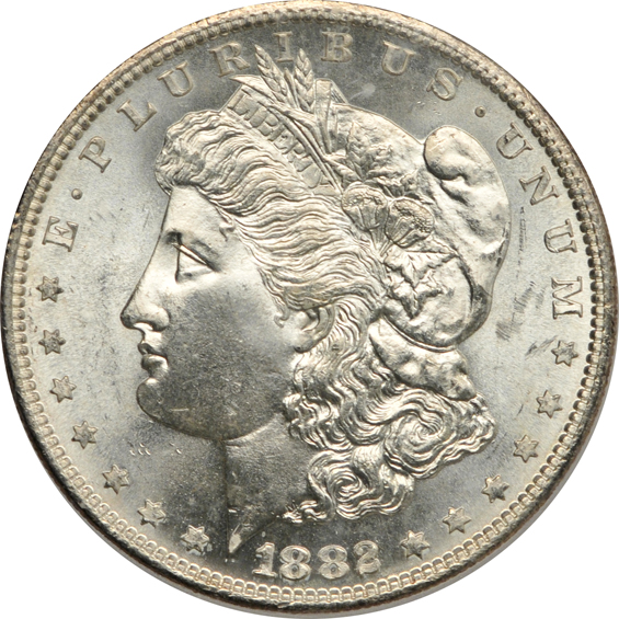 Ten certified Uncirculated Morgan silver dollars