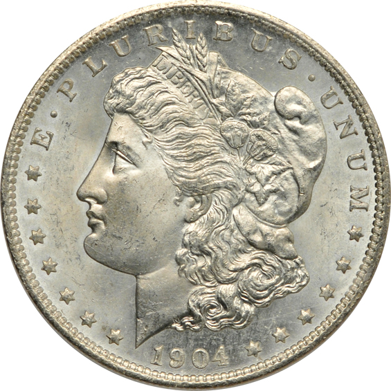 Ten certified Uncirculated Morgan silver dollars