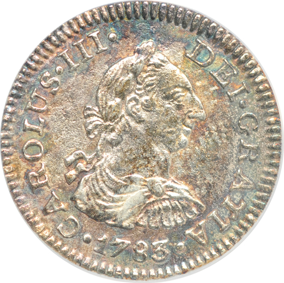 Mexico - 1783-Mo FF 8 Reale NGC Genuine, and a 1783-Mo 1/2 Reale ANACS Prime Select, both El Cazador