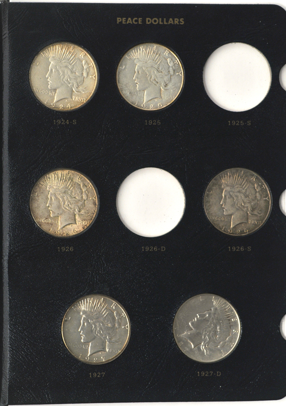 Two partial Peace dollar collections including two 1921 and a 1928