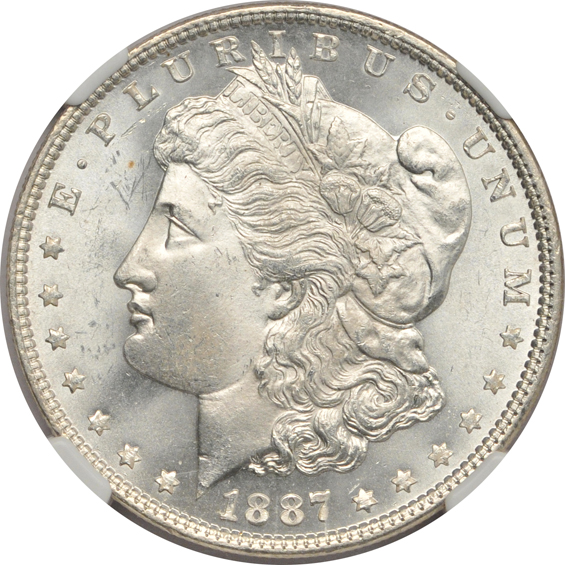 1887 MS-65, plus three additional 1887 certified MS-65+, all NGC CAC