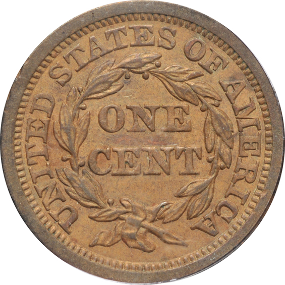 Six AU Large Cents certified by PCGS