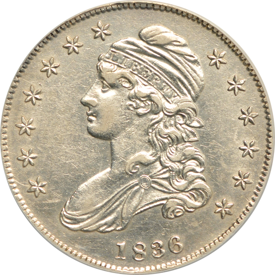 Seven certified Bust half-dollars