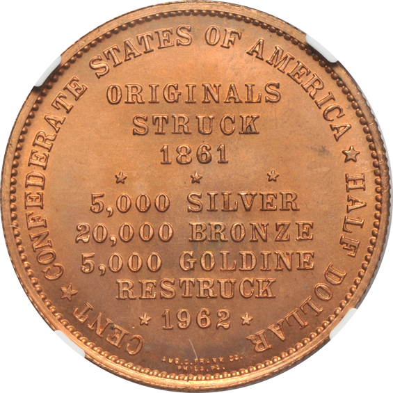 1962 CSA Bronze 50C Bashlow Restrike NGC MS-67 RD
