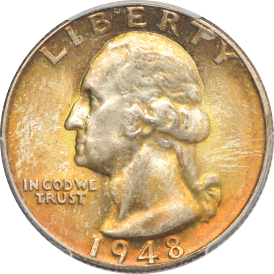 Twenty-six Washington quarters certified MS-65 by PCGS