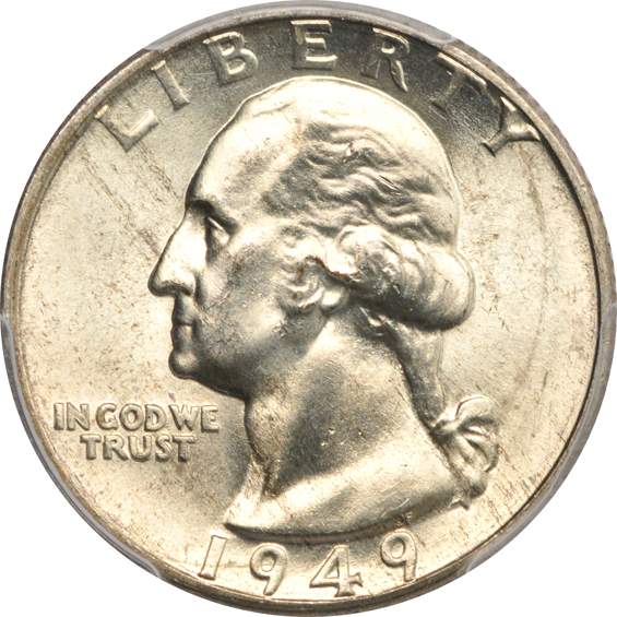 Twenty-six Washington quarters certified MS-65 by PCGS