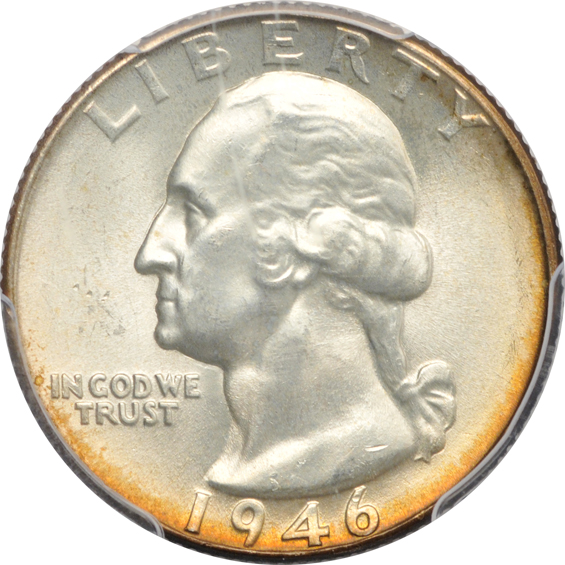 Twenty-six Washington quarters certified MS-65 by PCGS