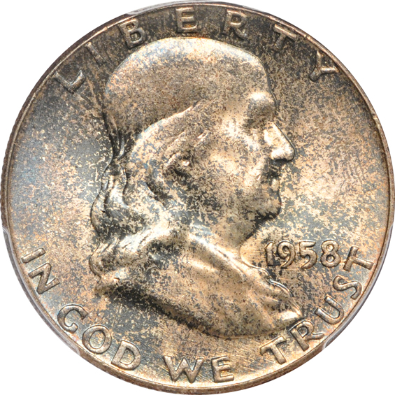Four Franklin half-dollars certified MS-65 by PCGS