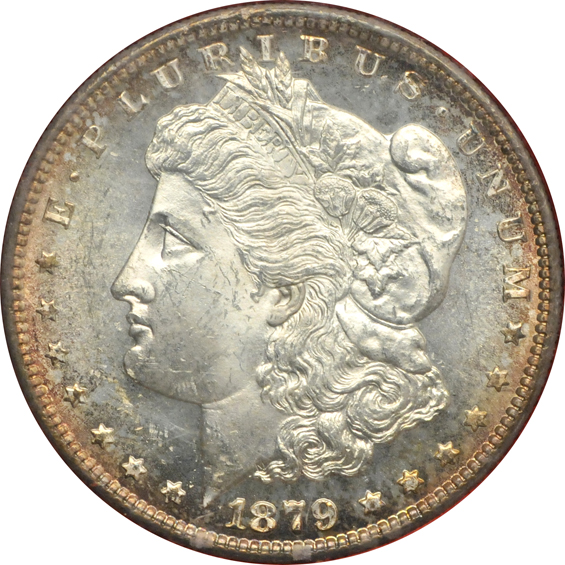 Four Morgan silver dollars from the Redfield collection