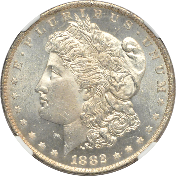 Five Morgan dollars certified by NGC
