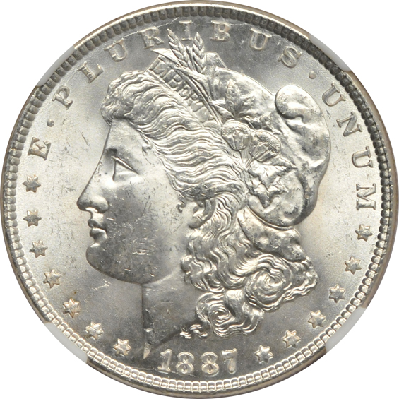 Five Morgan dollars certified by NGC